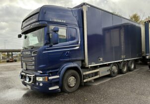 Scania R 730 NTM kokosivun aukeava kori + VAK perävaunu, 5-akselinen, kokosivun aukeava